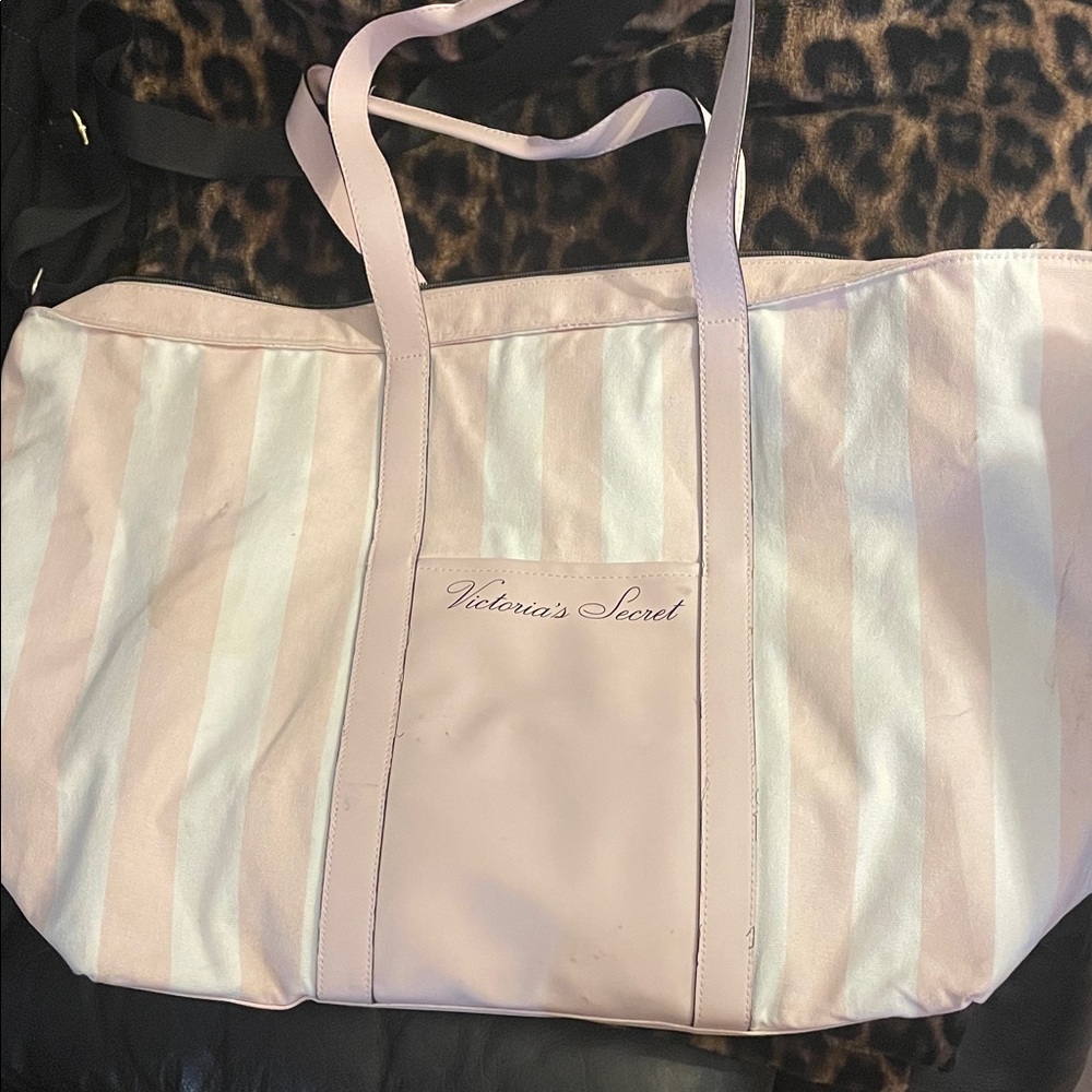 Victoria's Secret Pink & White Striped Tote